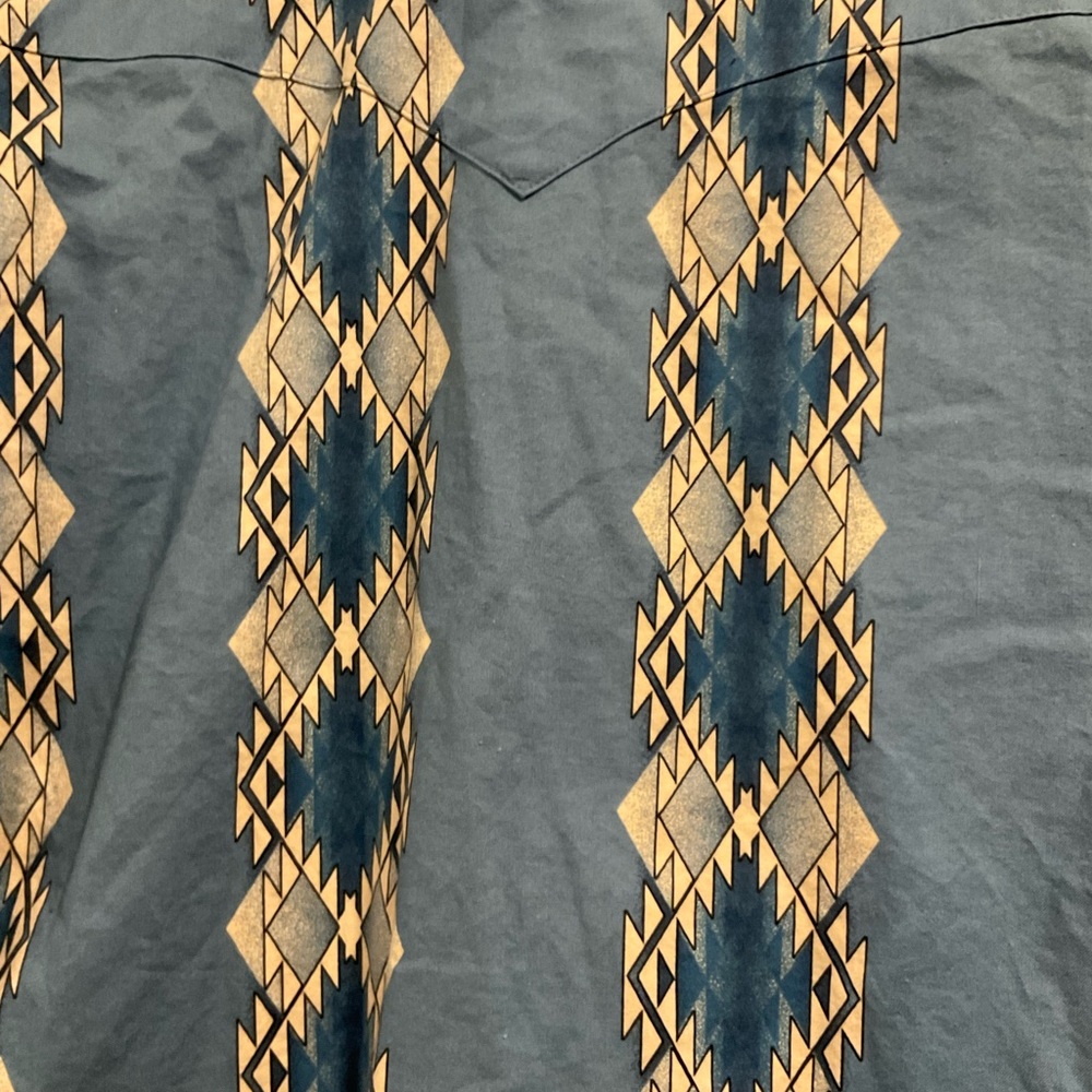 Panhandle Slim Mens Sz XL Aztec Print Pearl Snap Western Cowboy Blue Shirt - Picture 4 of 8